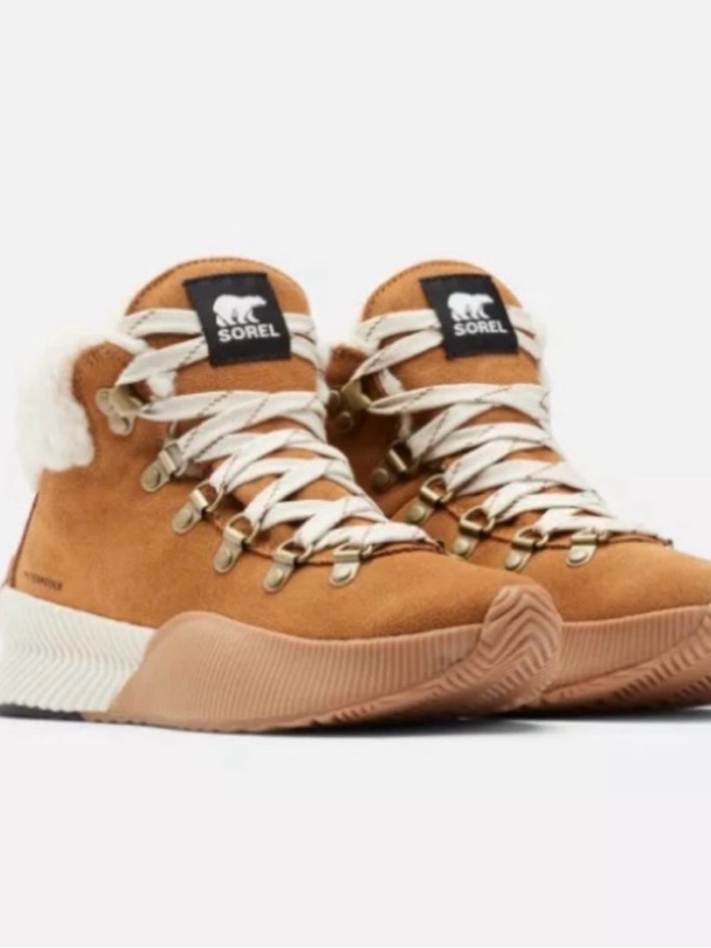 Sorel Tan Suede Hiker Boots with Shearling Collar